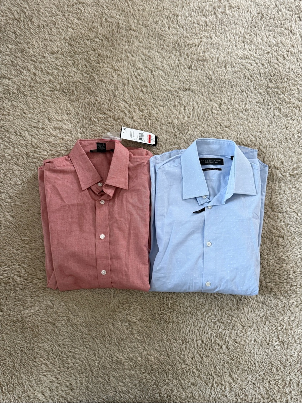 Bloomingdales Dress Shirt Men's Size 15 32 / 33 Slim Fit Stretch - Bundle of 2
